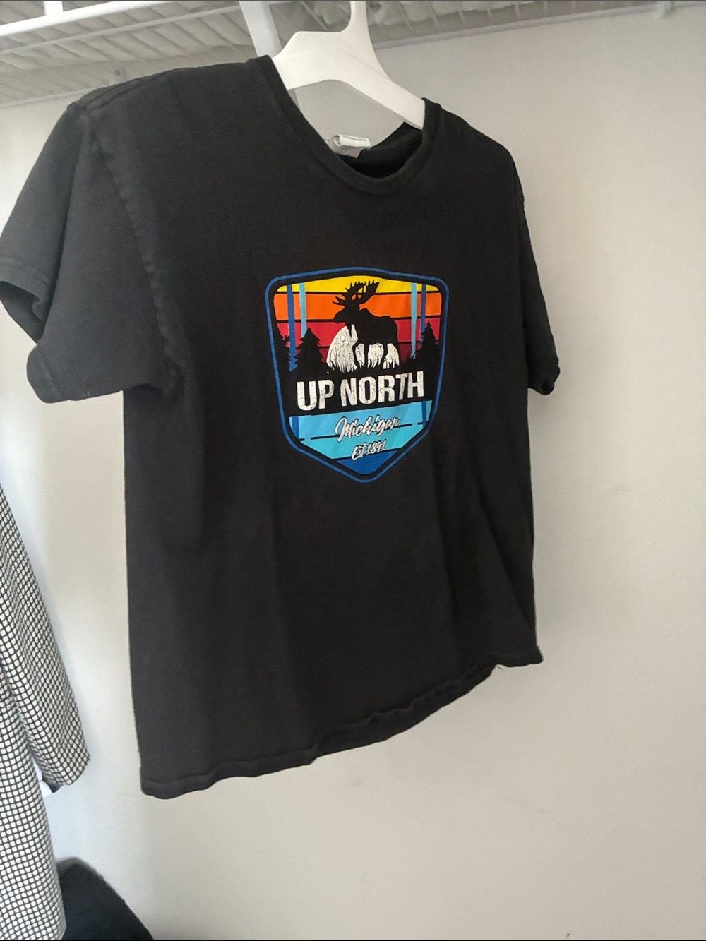 Delta Black T-Shirt with Multicolor Graphic Accents
